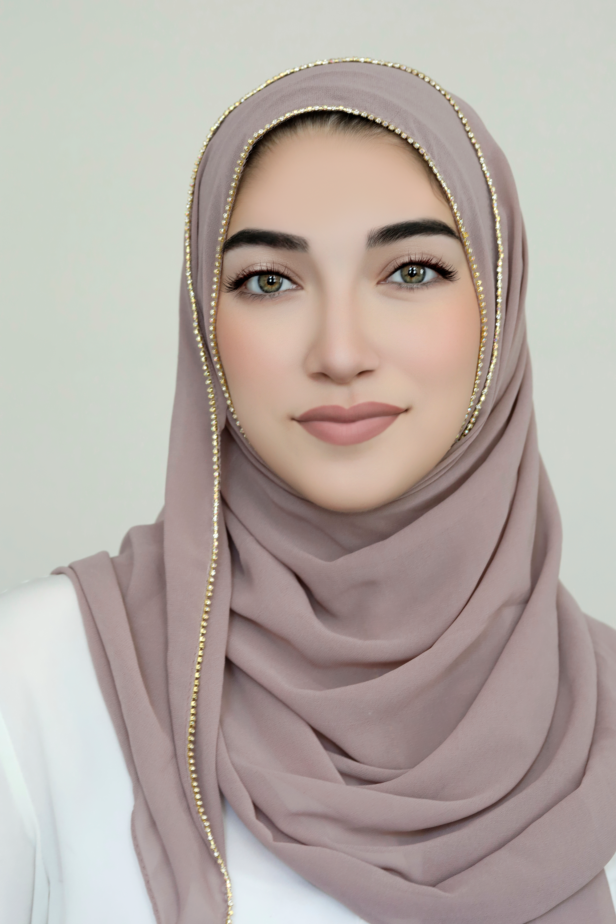 Jewel Border Chiffon Hijab-Dusty Rose