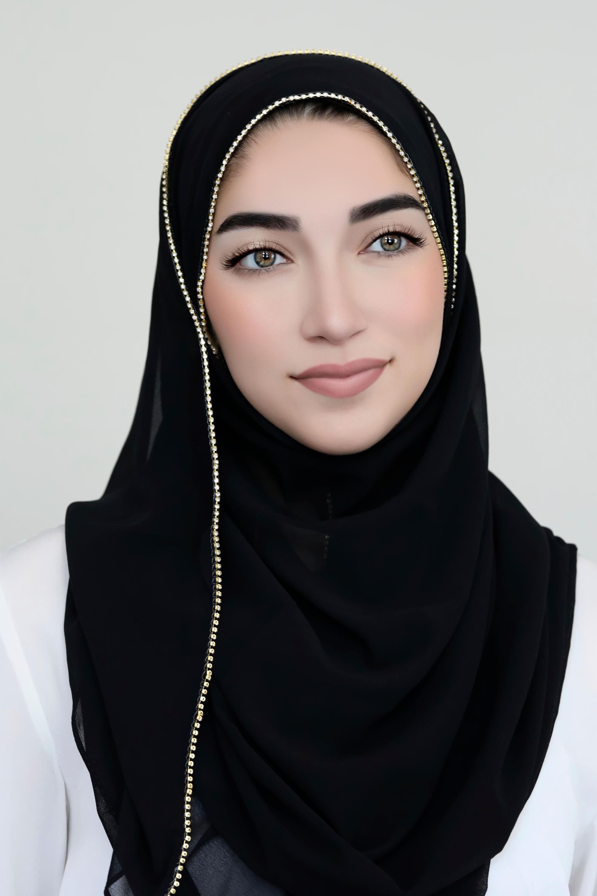 Jewel Border Chiffon Hijab-Black