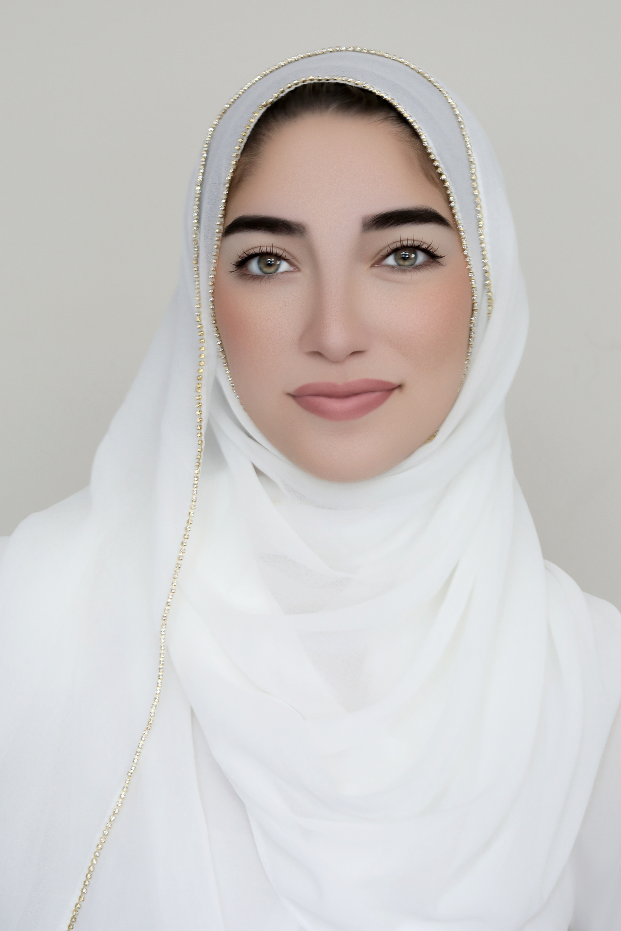Jewel Border Chiffon Hijab-White