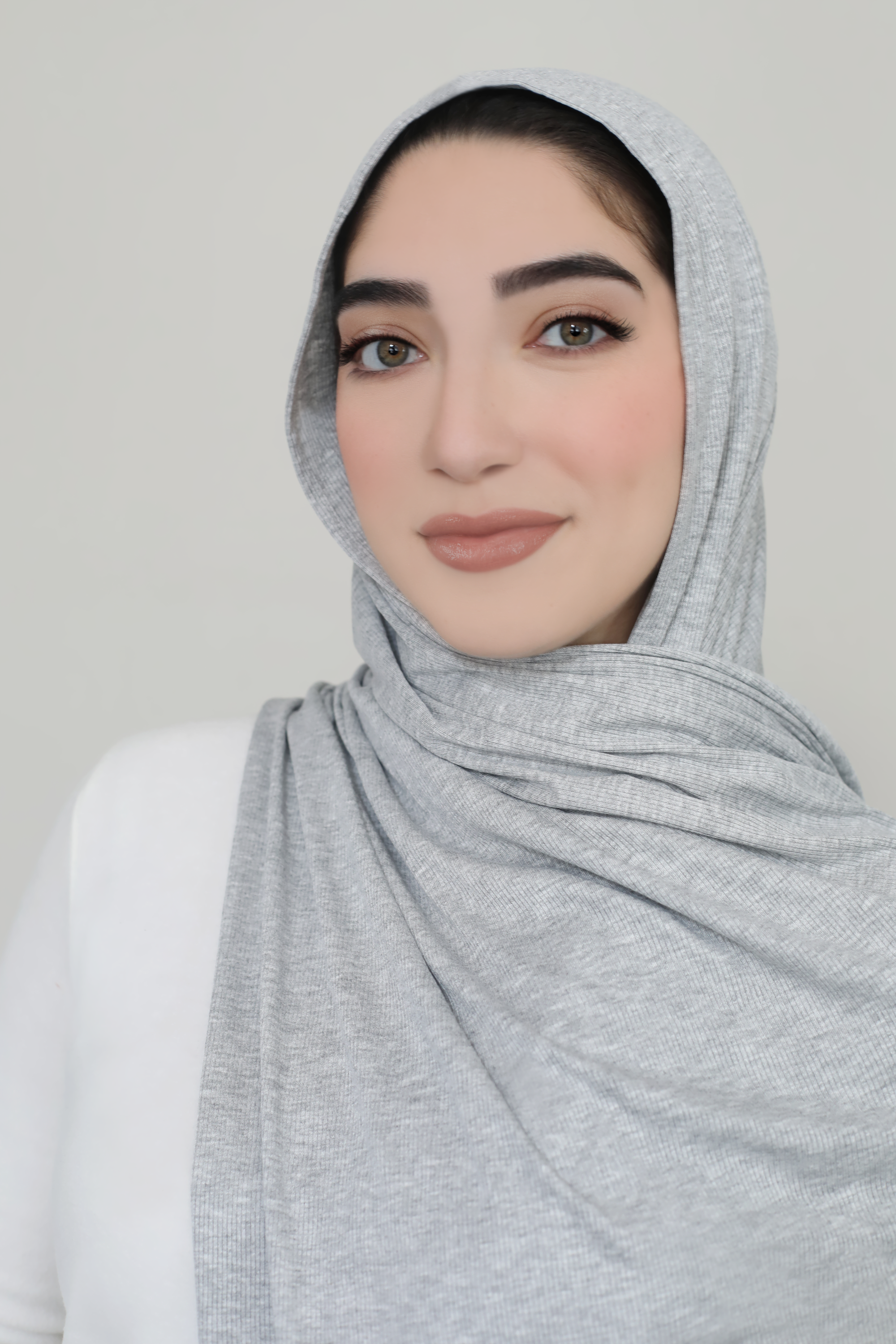 Bamboo Ribbed Jersey Hijab-Gray