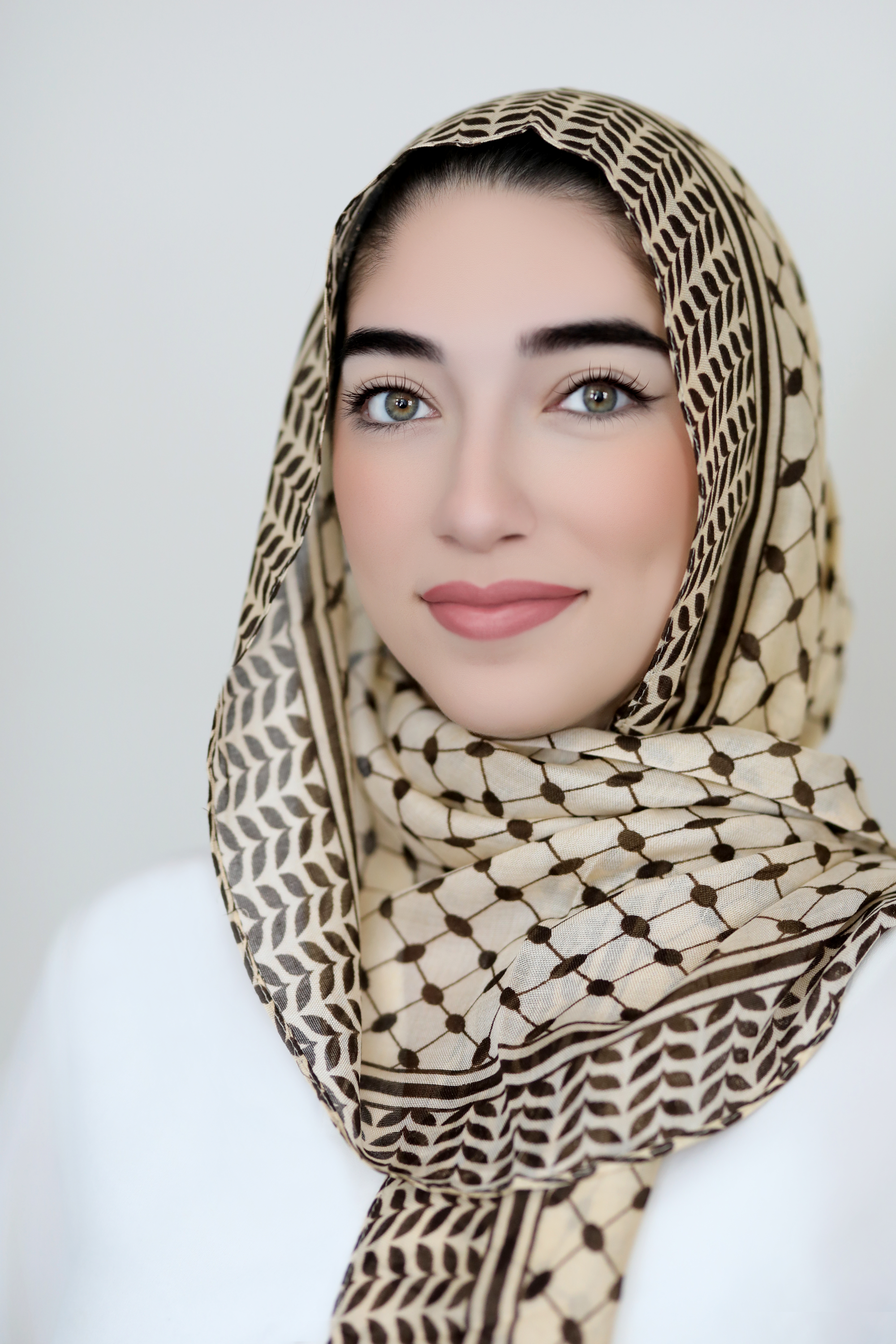 Keffiyeh Printed Modal Hijab-Beige