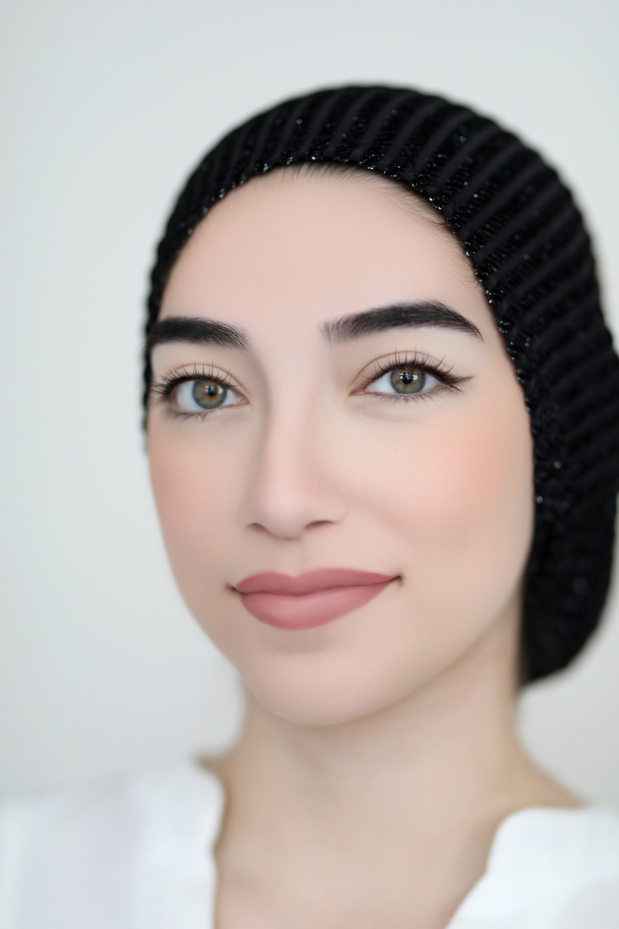 Black Striped Metallic Hijab Cap