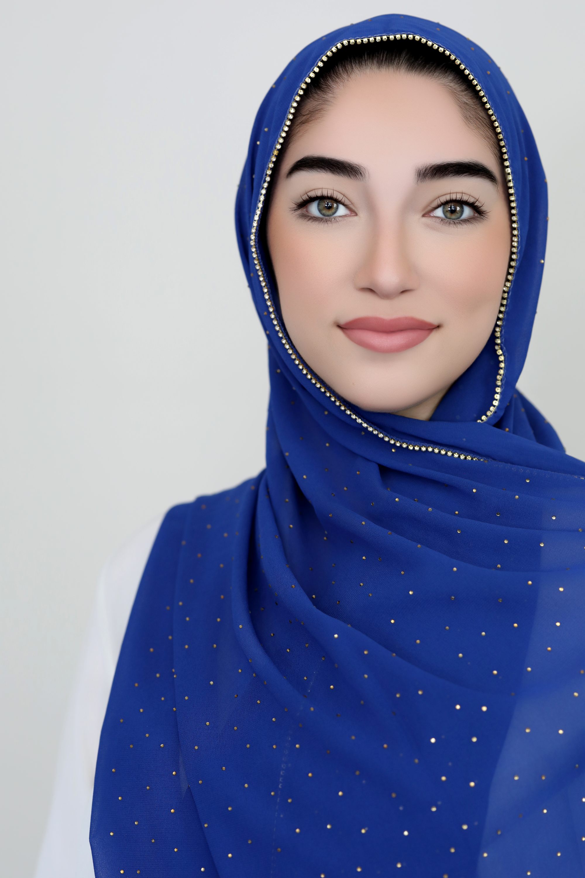 Stone Edge Chiffon Hijab-Royal Blue