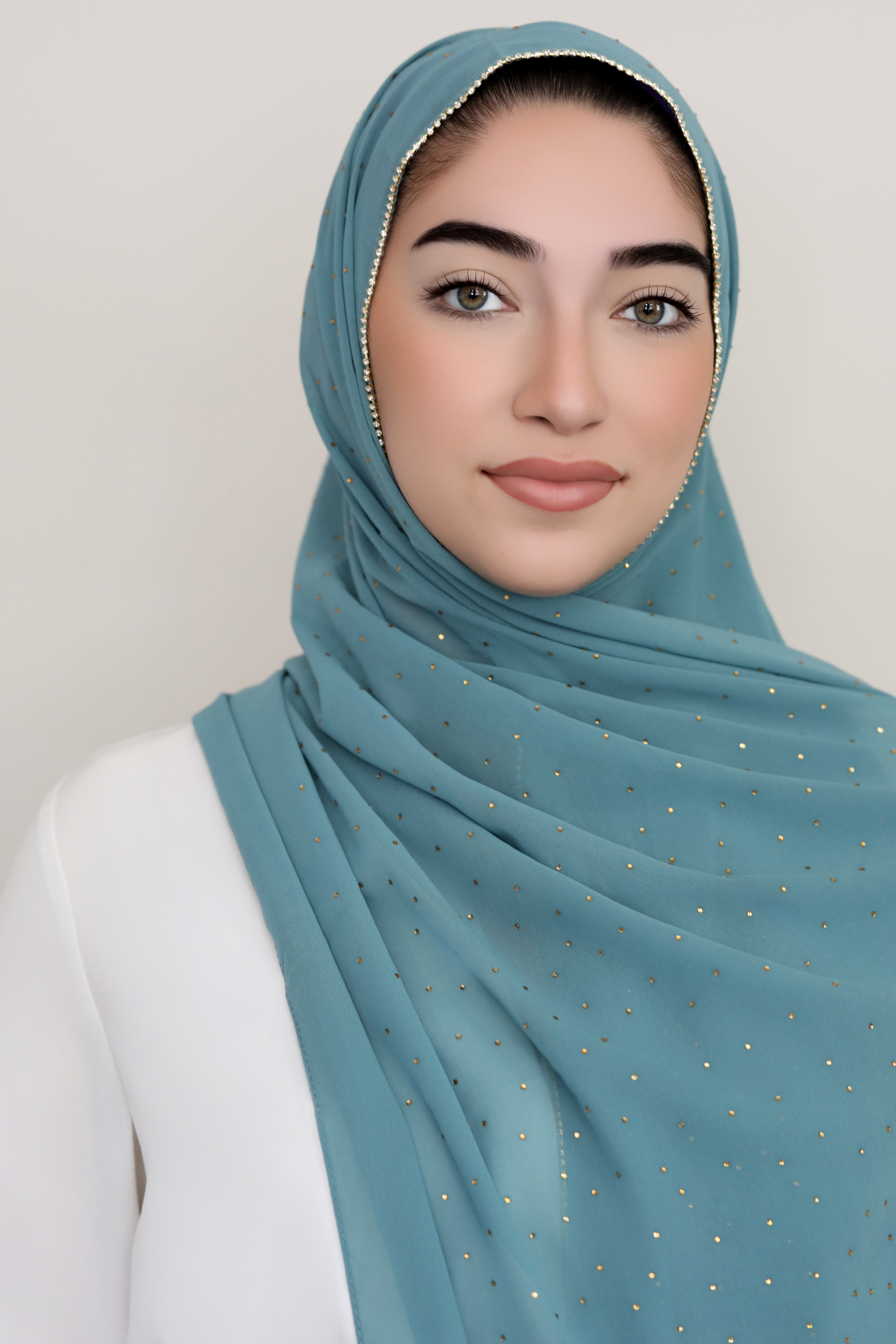 Stone Edge Chiffon Hijab-Cadet Blue