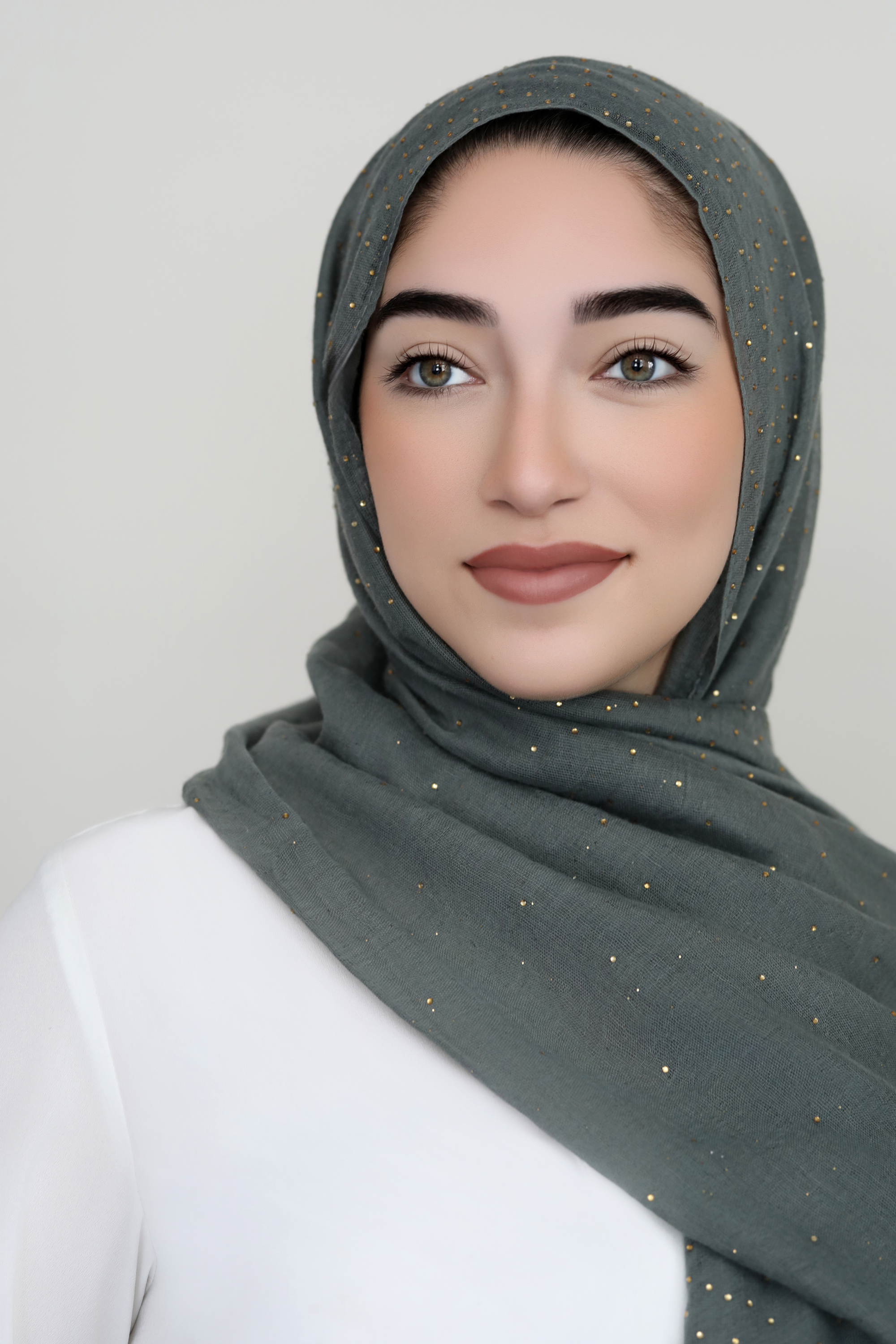 Gold Specks Viscose Hijab-Dark Eucalyptus