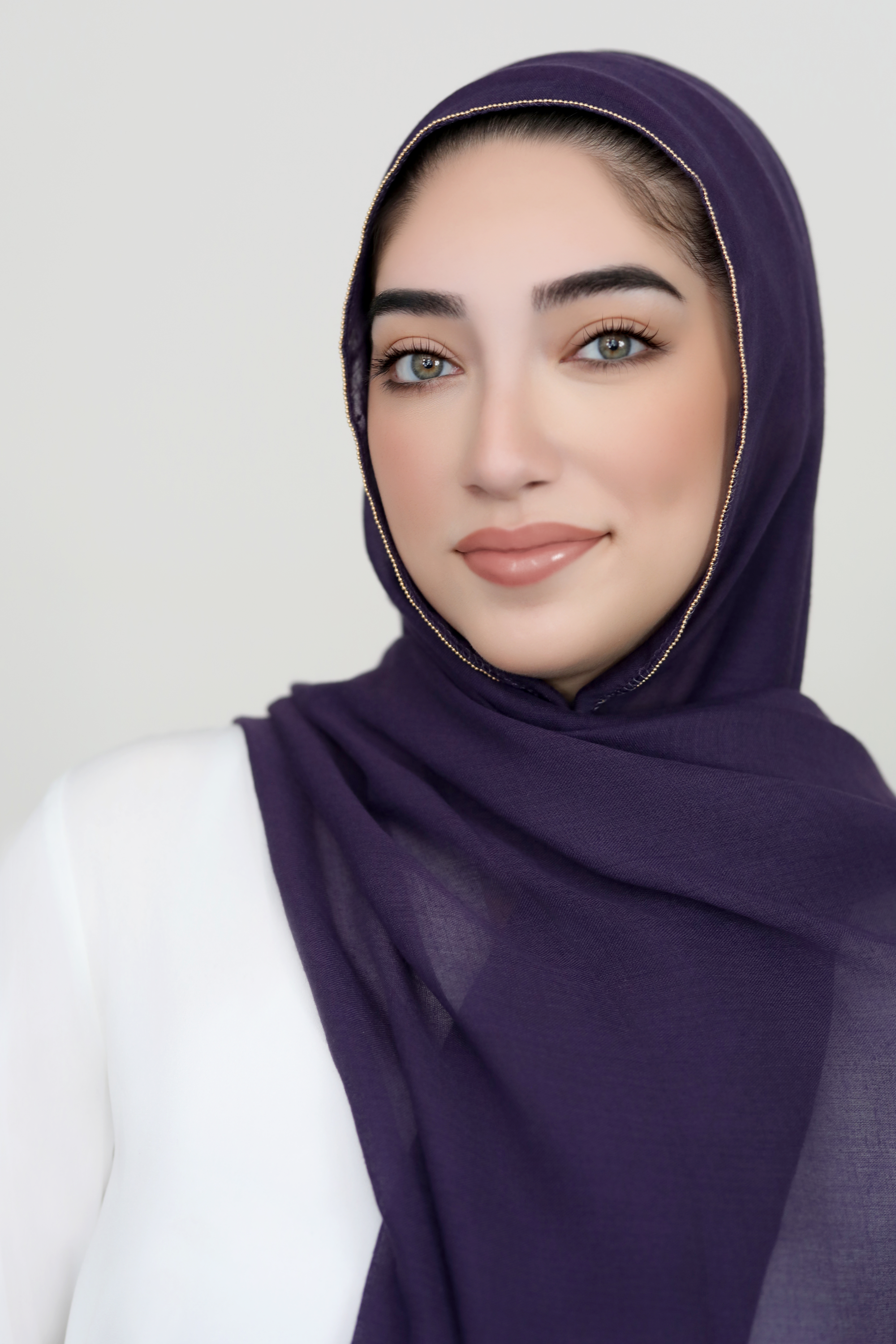 Gold Edge Light Hijab-Purple