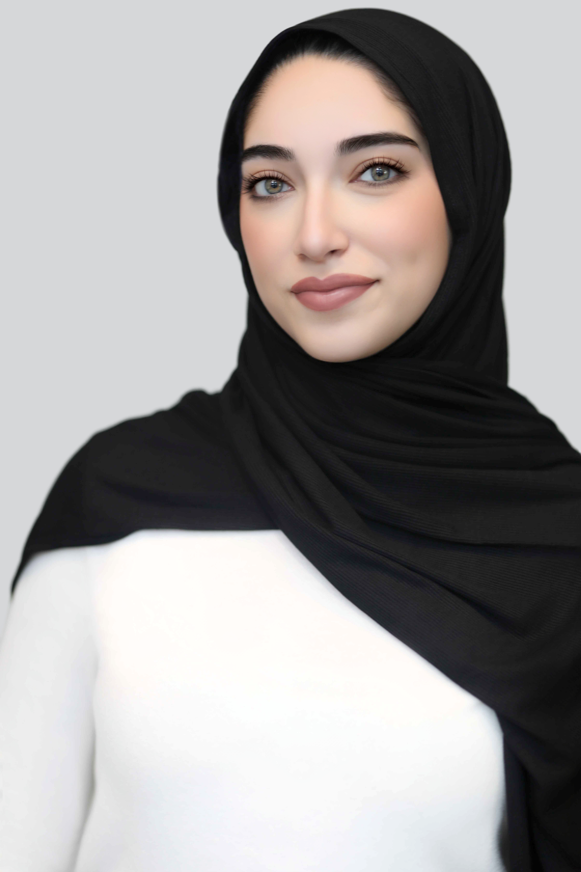 Bamboo Ribbed Jersey Hijab-Black