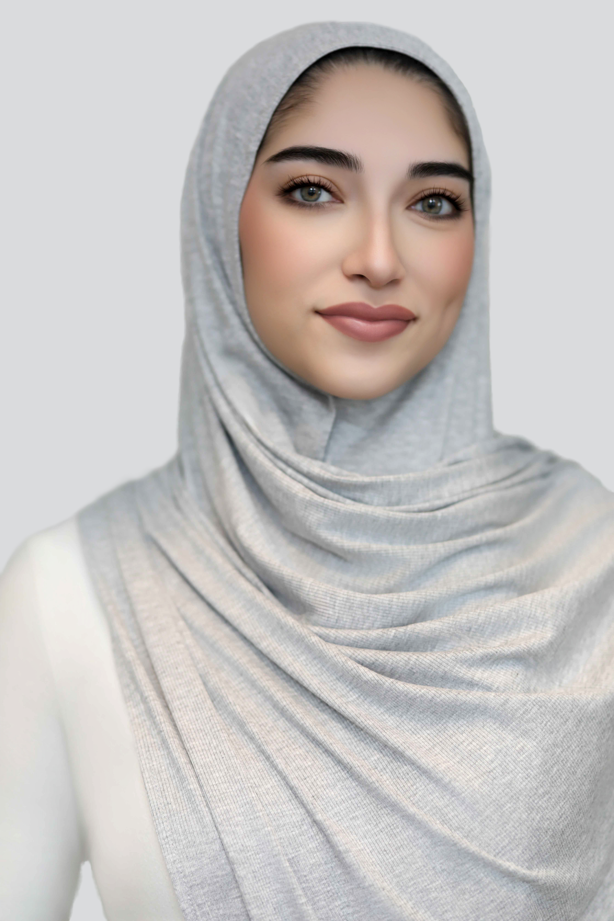 Bamboo Ribbed Jersey Hijab-Gray