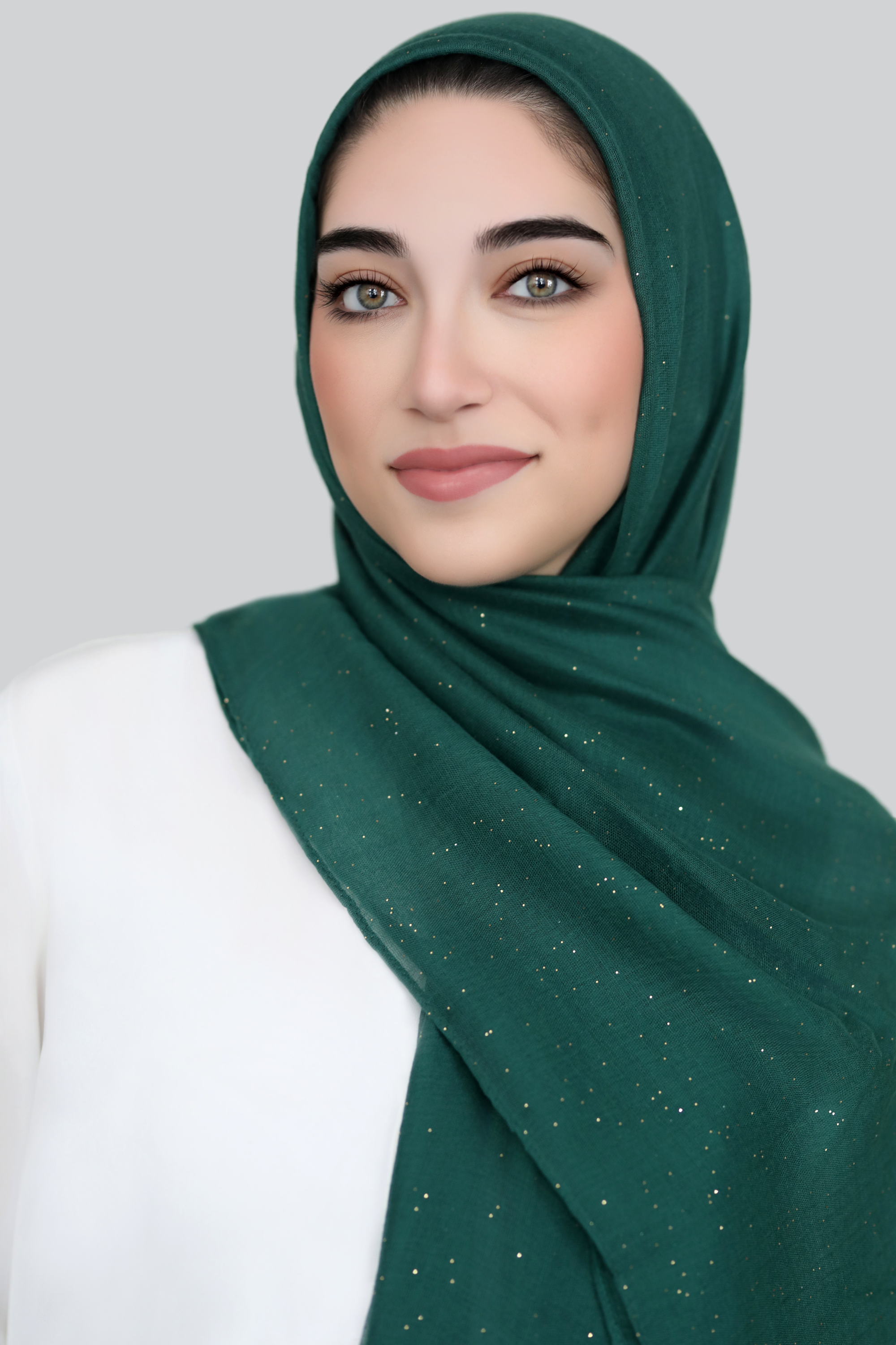 Gold Dust Light Hijab-Emerald