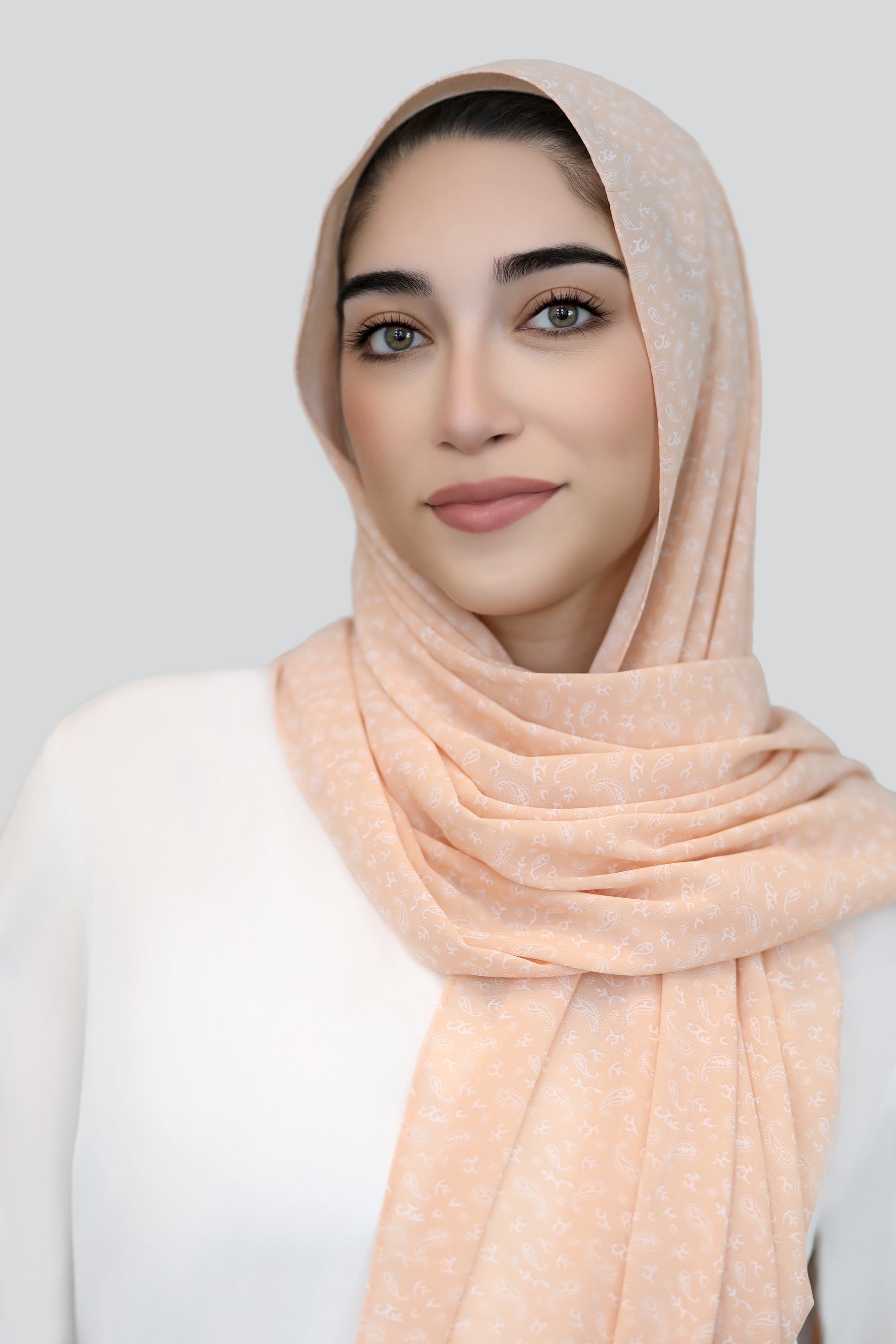 Coral Blush Paisley Chiffon Hijab