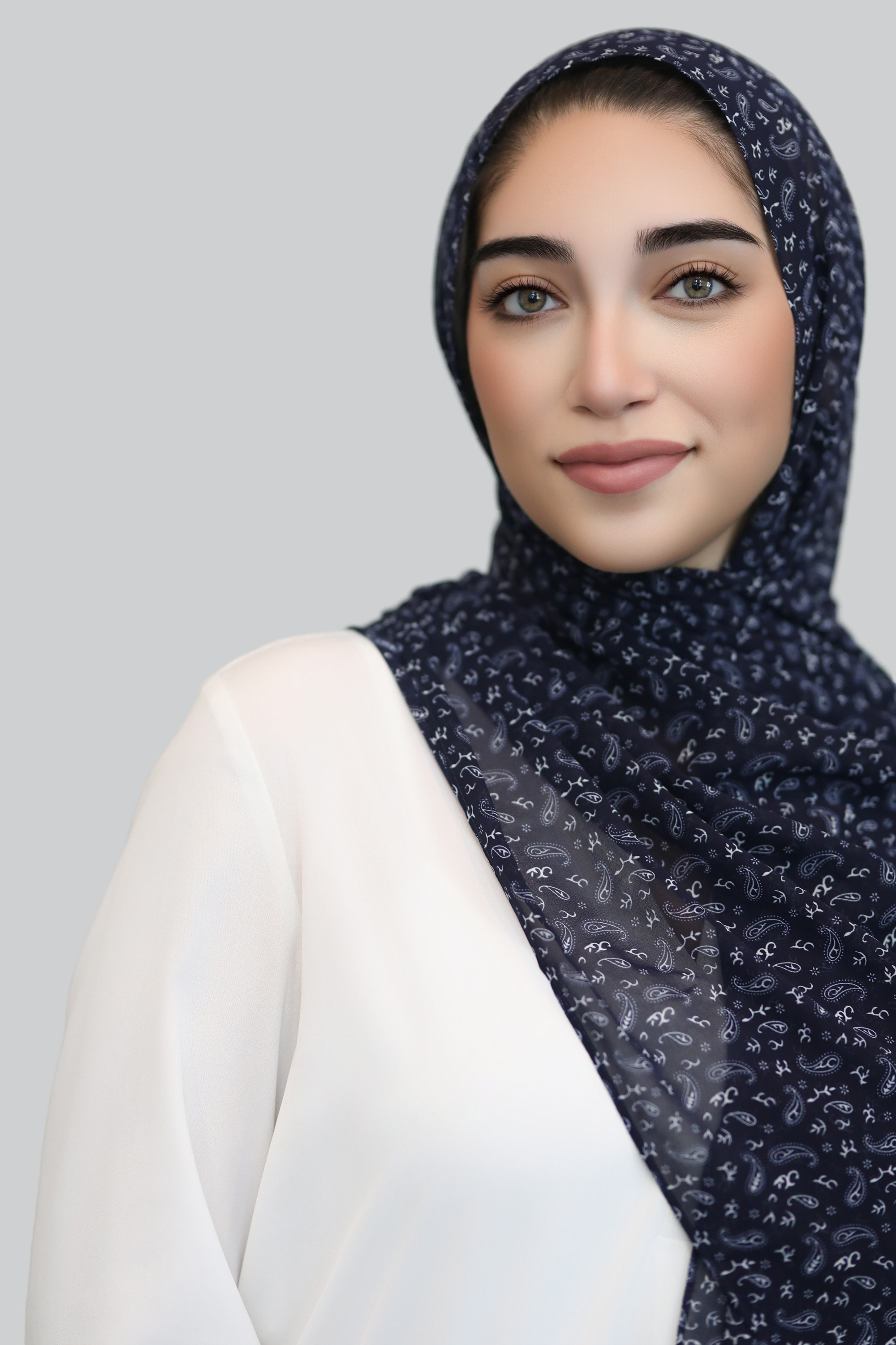 Midnight Paisley Chiffon Hijab