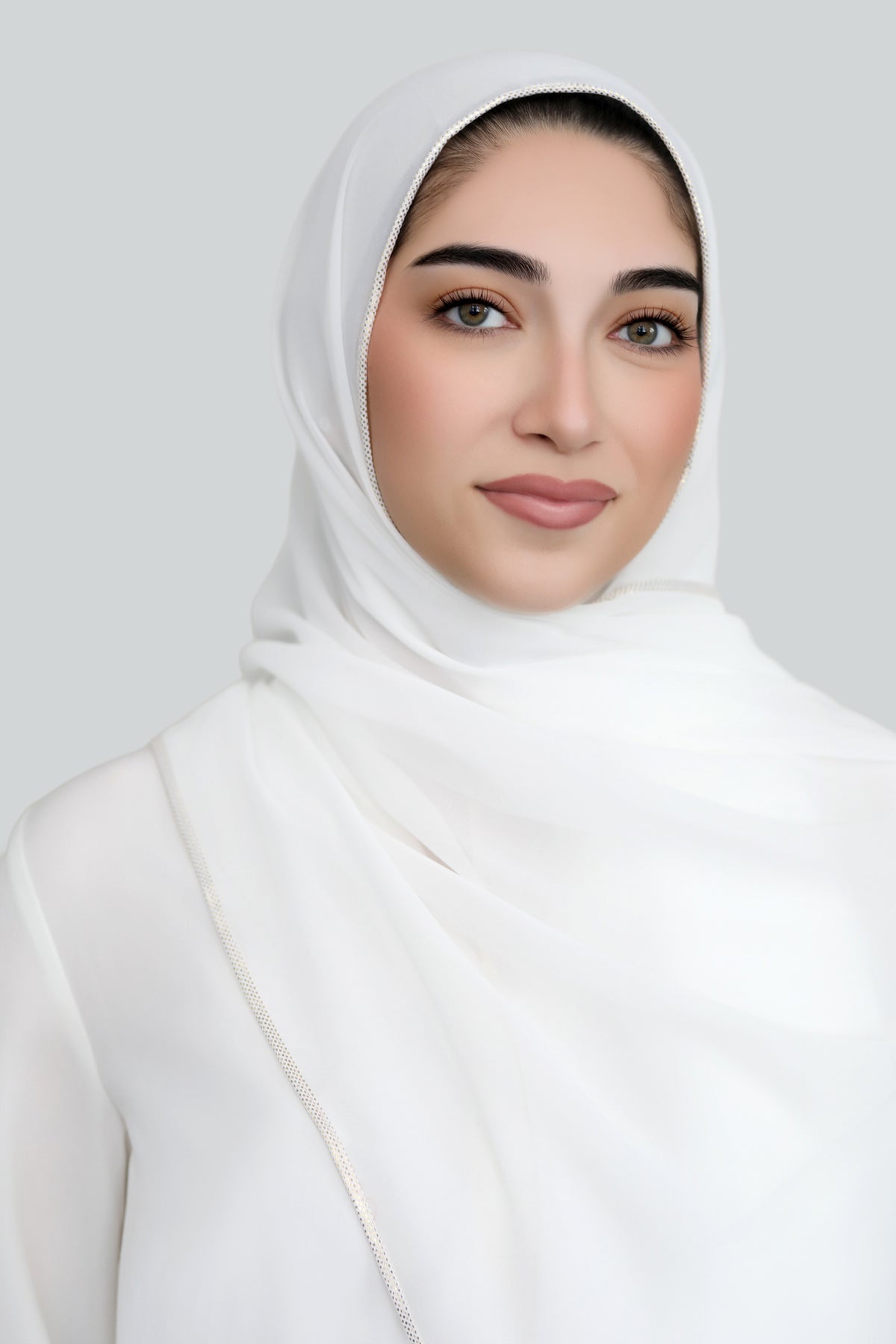White Metallic Edge Chiffon Hijab