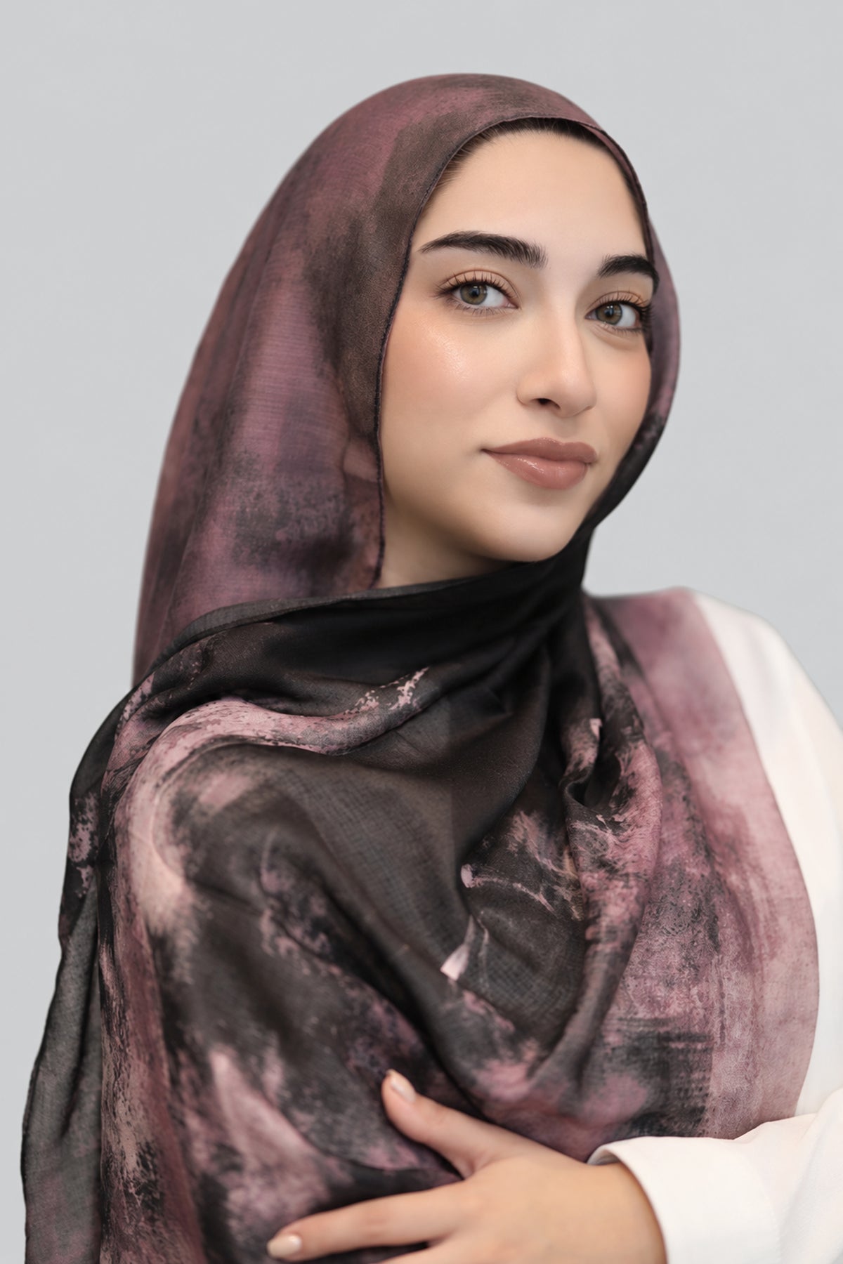 plum printed hijab