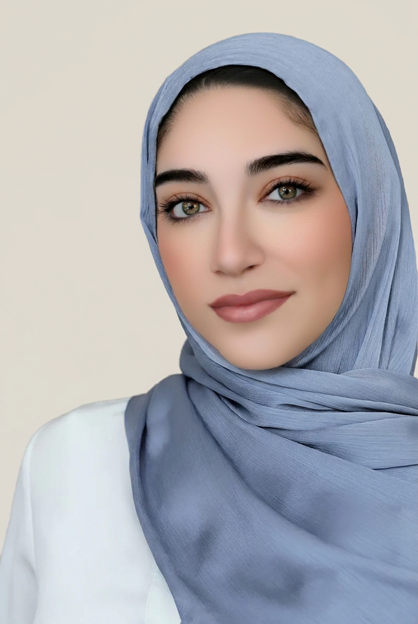 Satin Crinkle Hijab-Denim