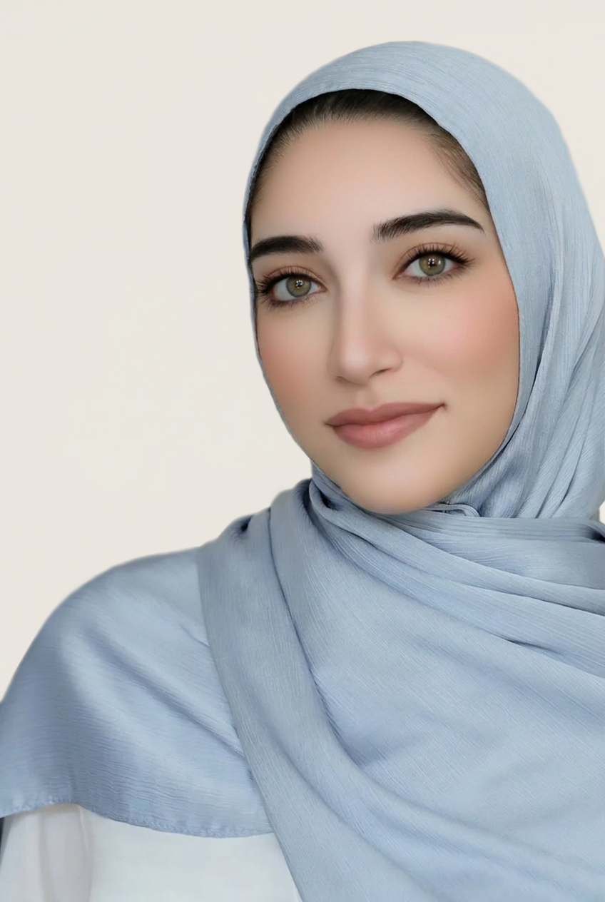 Satin Crinkle Hijab-Sky
