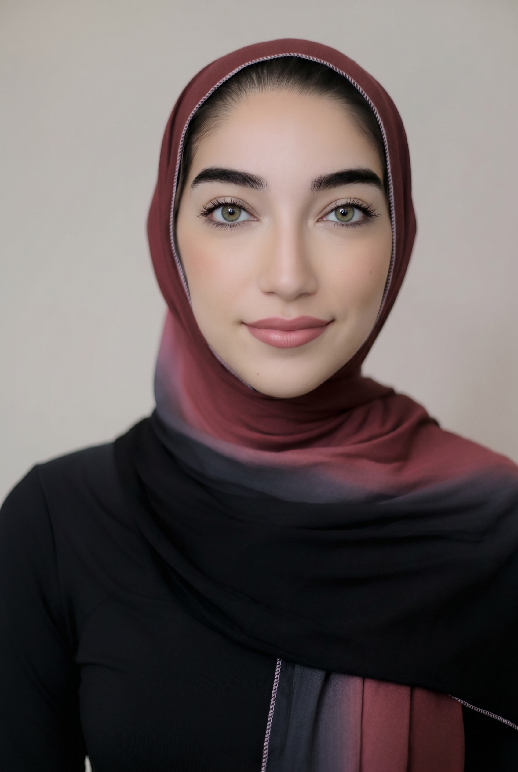 Small Ombre Jersey Hijab-Black Maroon
