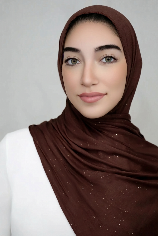 Small Shimmer Jersey Hijab-Chocolate