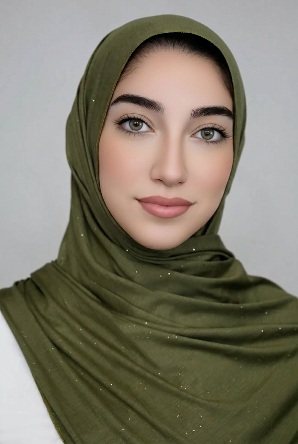 Small Shimmer Jersey Hijab-Dark Olive