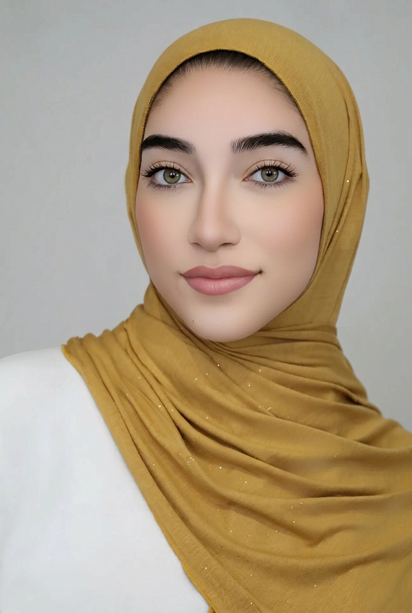 Small Shimmer Jersey Hijab-Gold