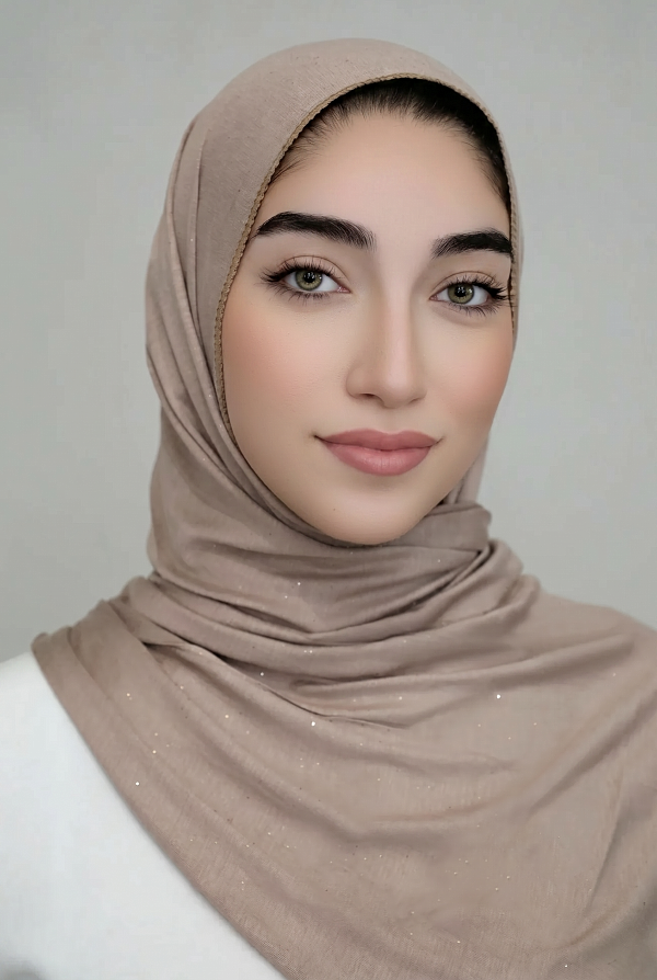 Small Shimmer Jersey Hijab-Light Taupe