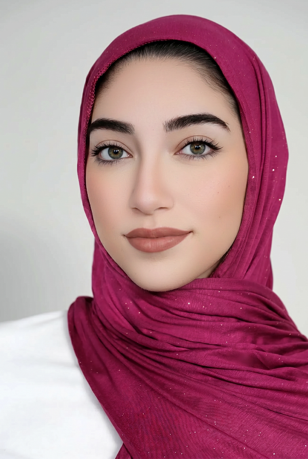 Small Shimmer Jersey Hijab-Magenta