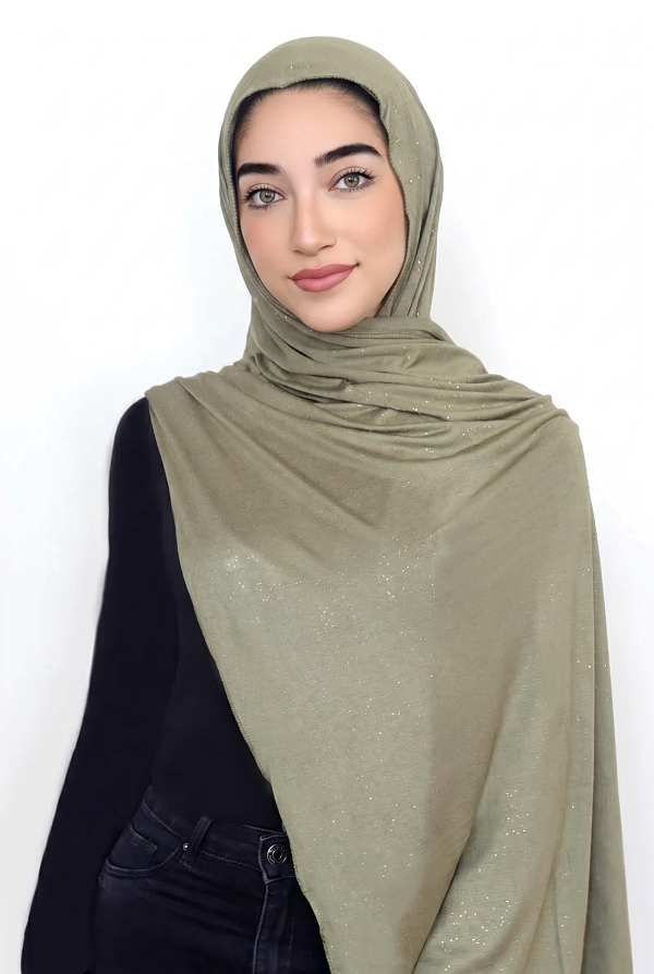 Small Shimmer Jersey HIjab-Olive