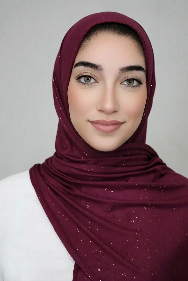 Small Shimmer Jersey Hijab-Plum