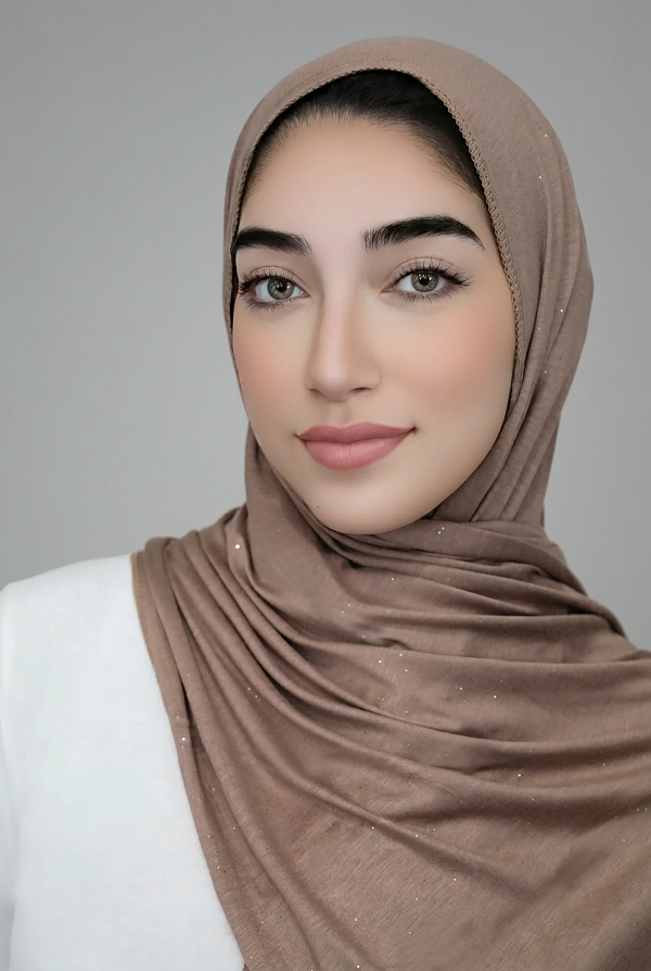 Small Shimmer Jersey Hijab-Taupe