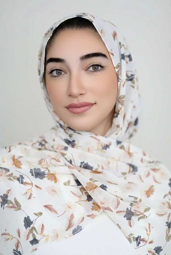 In The Shade Printed Chiffon Hijab-White