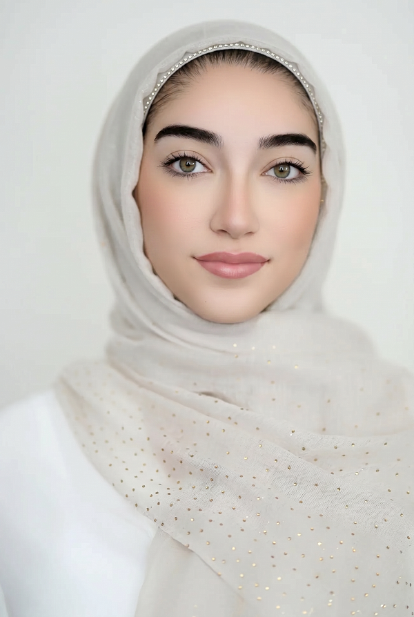 Gold Specks Viscose Hijab-Beige