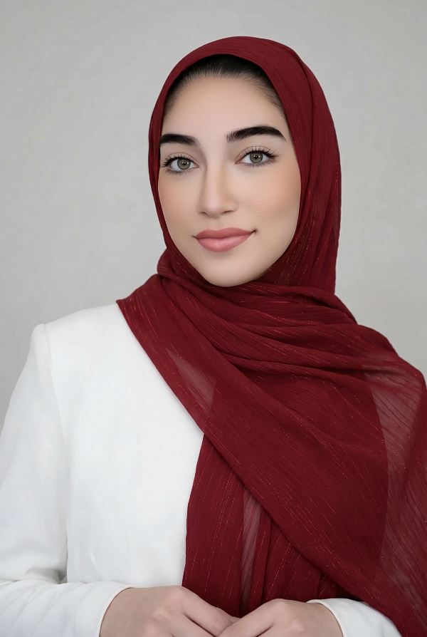 Lurex Shimmer Chiffon Hijab-Maroon
