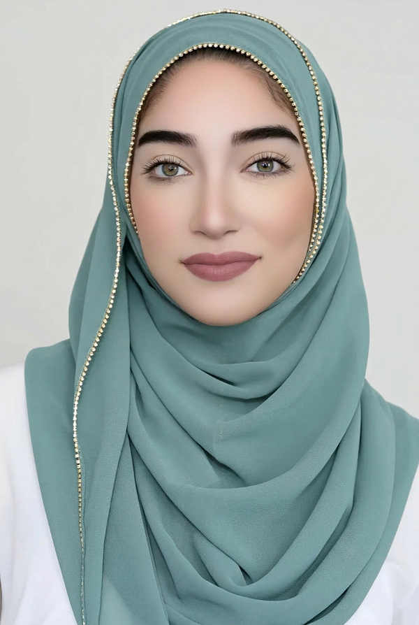 Jewel Border Chiffon Hijab Ocean