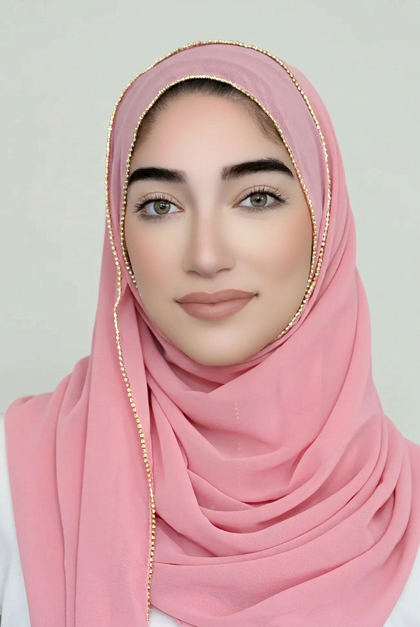 Jewel Border Chiffon Hijab Rose Pink