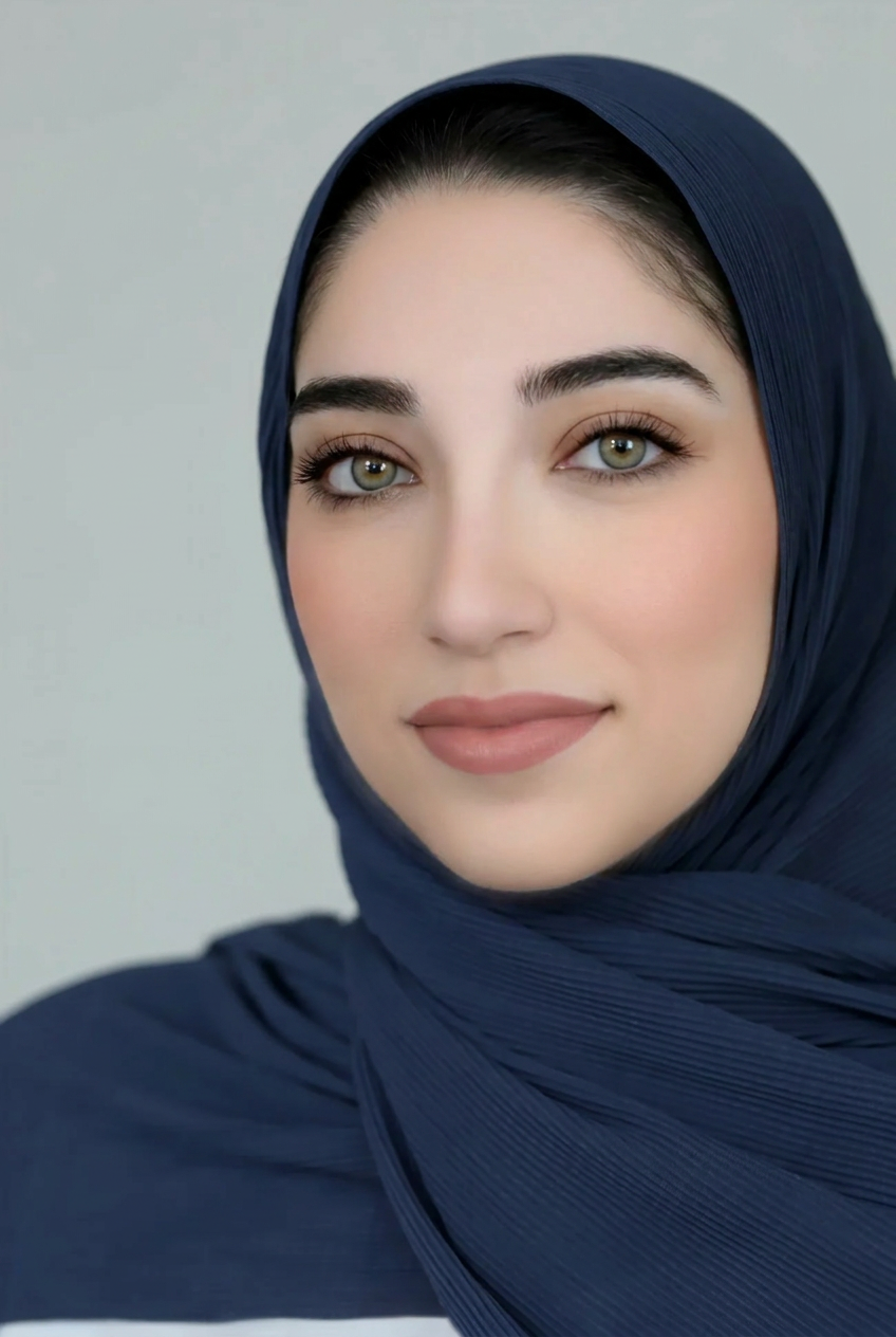Pleated Chiffon Hijab-Blue