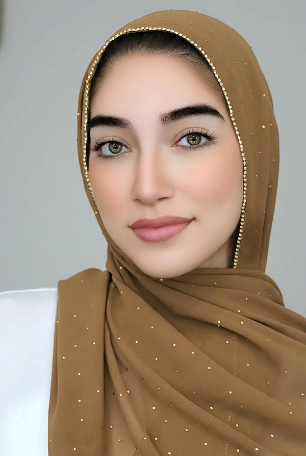Stone Edge Chiffon Hijab Honey Brown