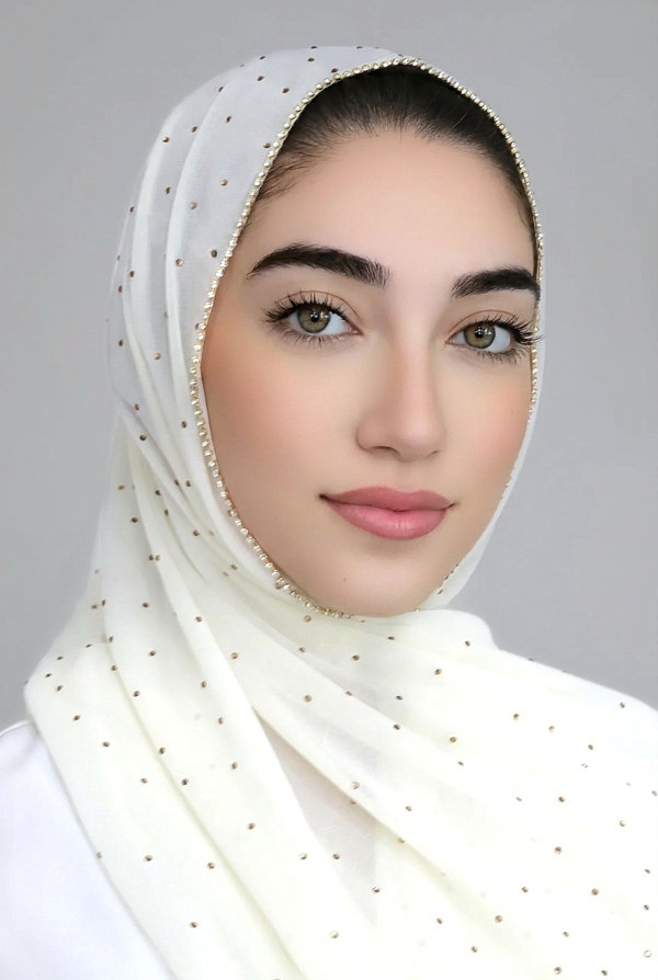 Stone Edge Chiffon Hijab Ivory |