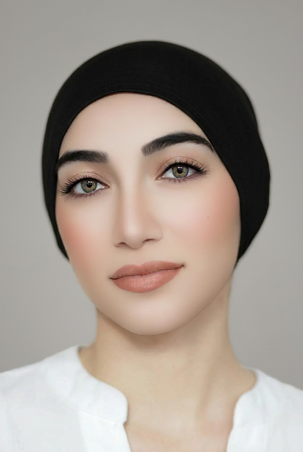Satin Lined Bonnet Underscarf-Black