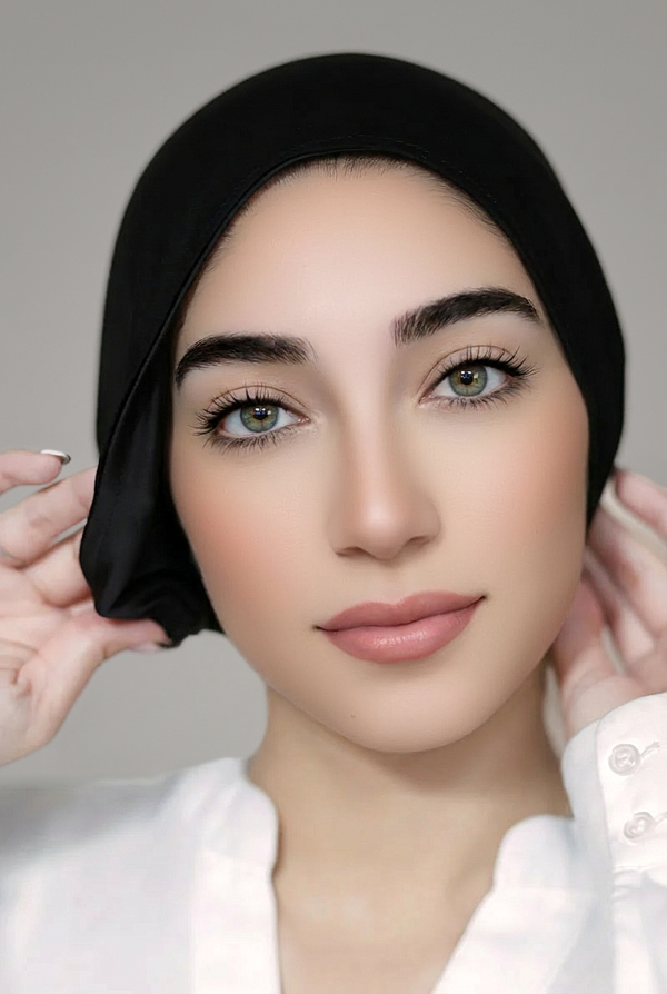 Satin Lined Bonnet Underscarf-Black