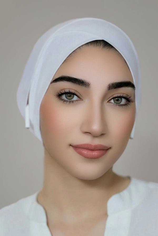 Slit Tie Back Criss Cross Bonnet-White