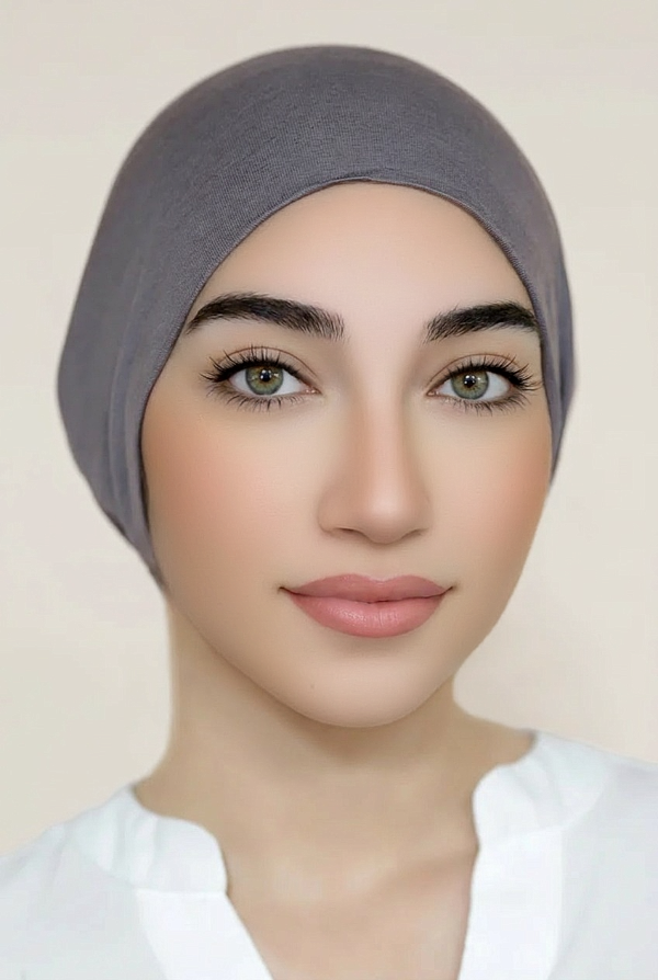 Seamless Tie-Back Bonnet-Dark Gray