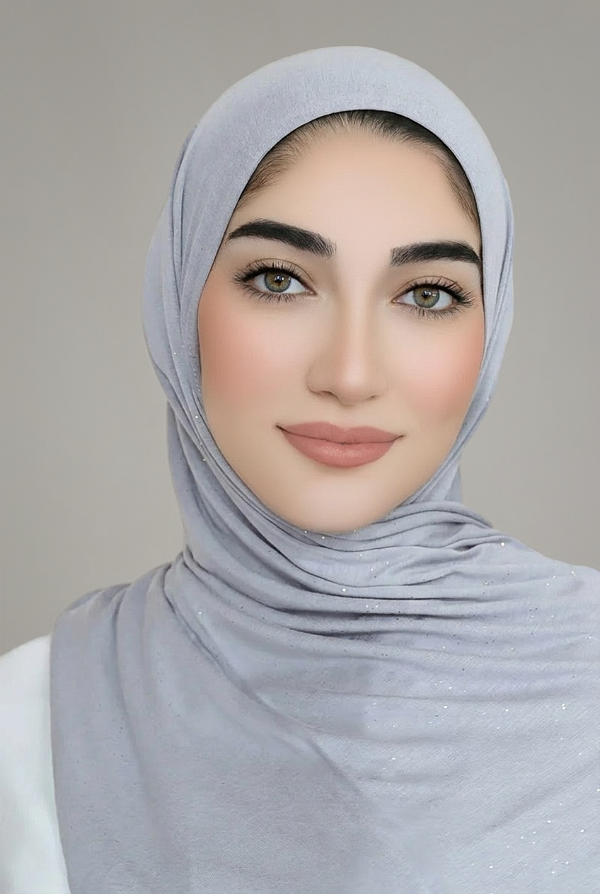 Shimmer Jersey Hijab-Light Gray