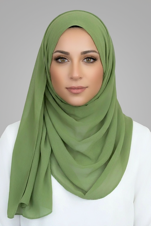 Basic Chiffon Hijab-Moss Green