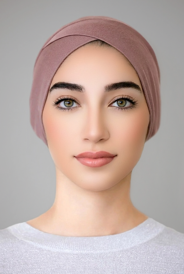 Criss Cross Tube Underscarf-Dusty Rose