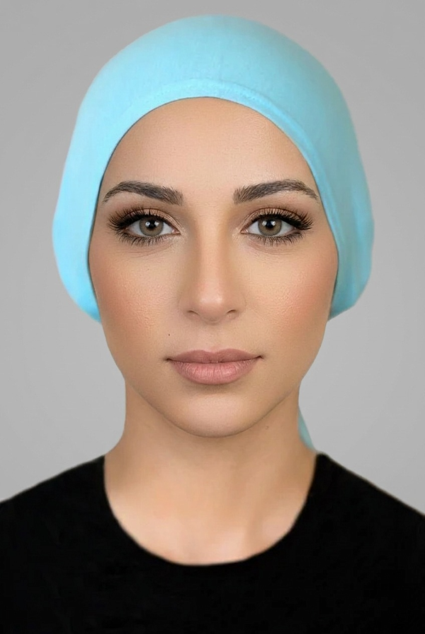 JERSEY TIE BACK BONNET-AQUA