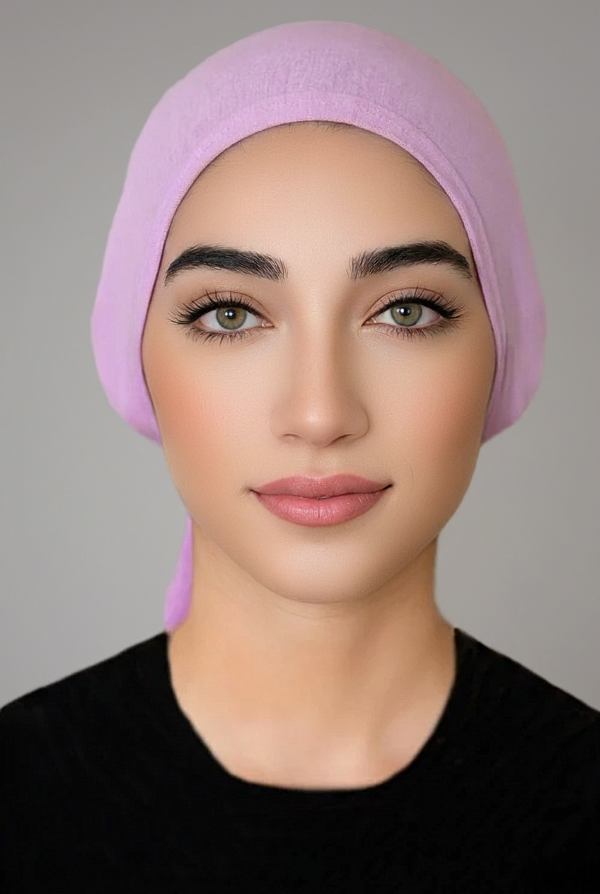 JERSEY TIE BACK BONNET-LILAC