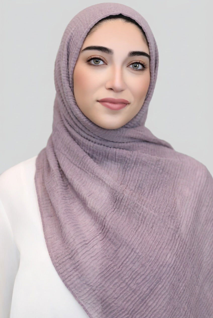 Pleated Light Hijab-Mauve