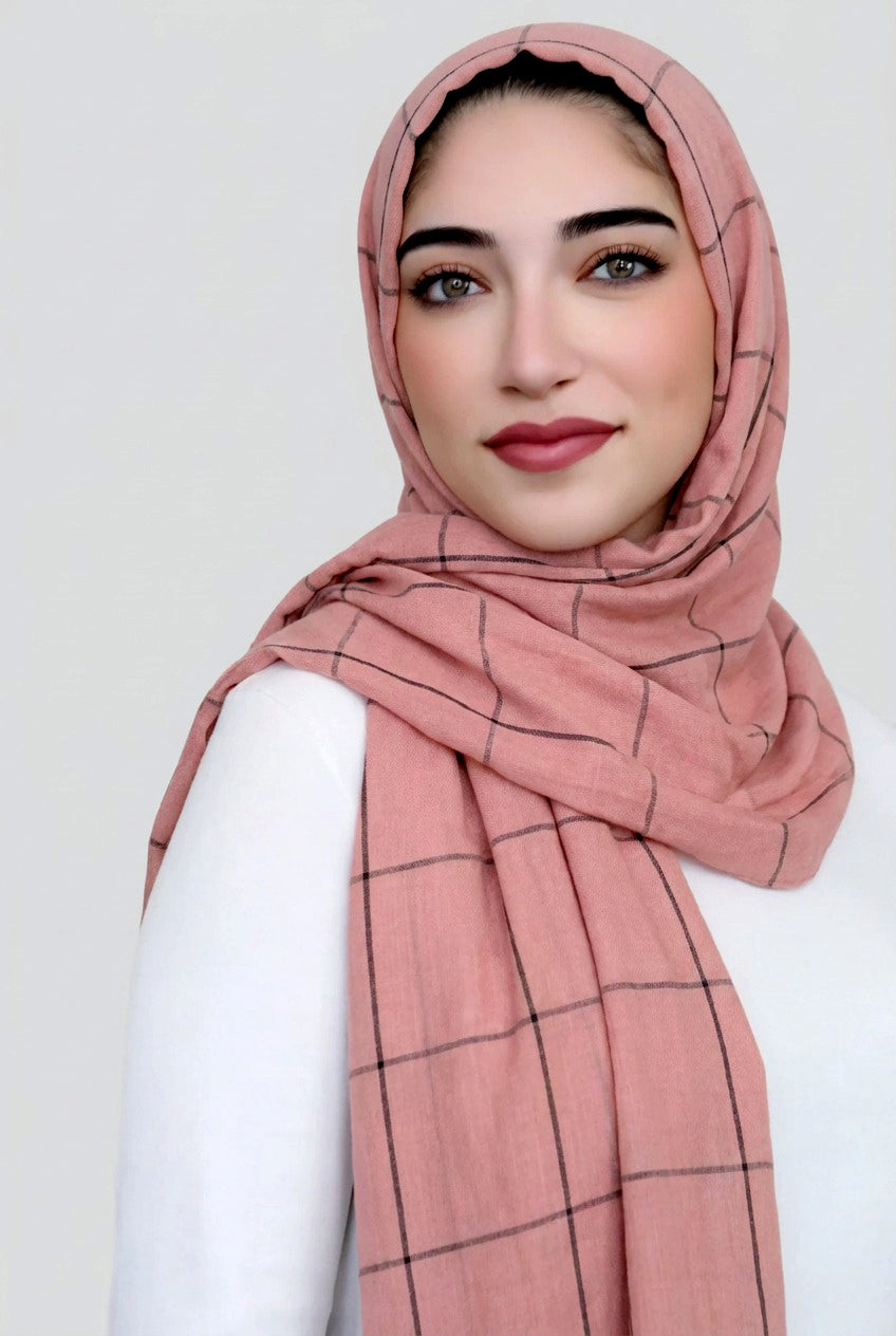 Check Print Light Hijab-Pink
