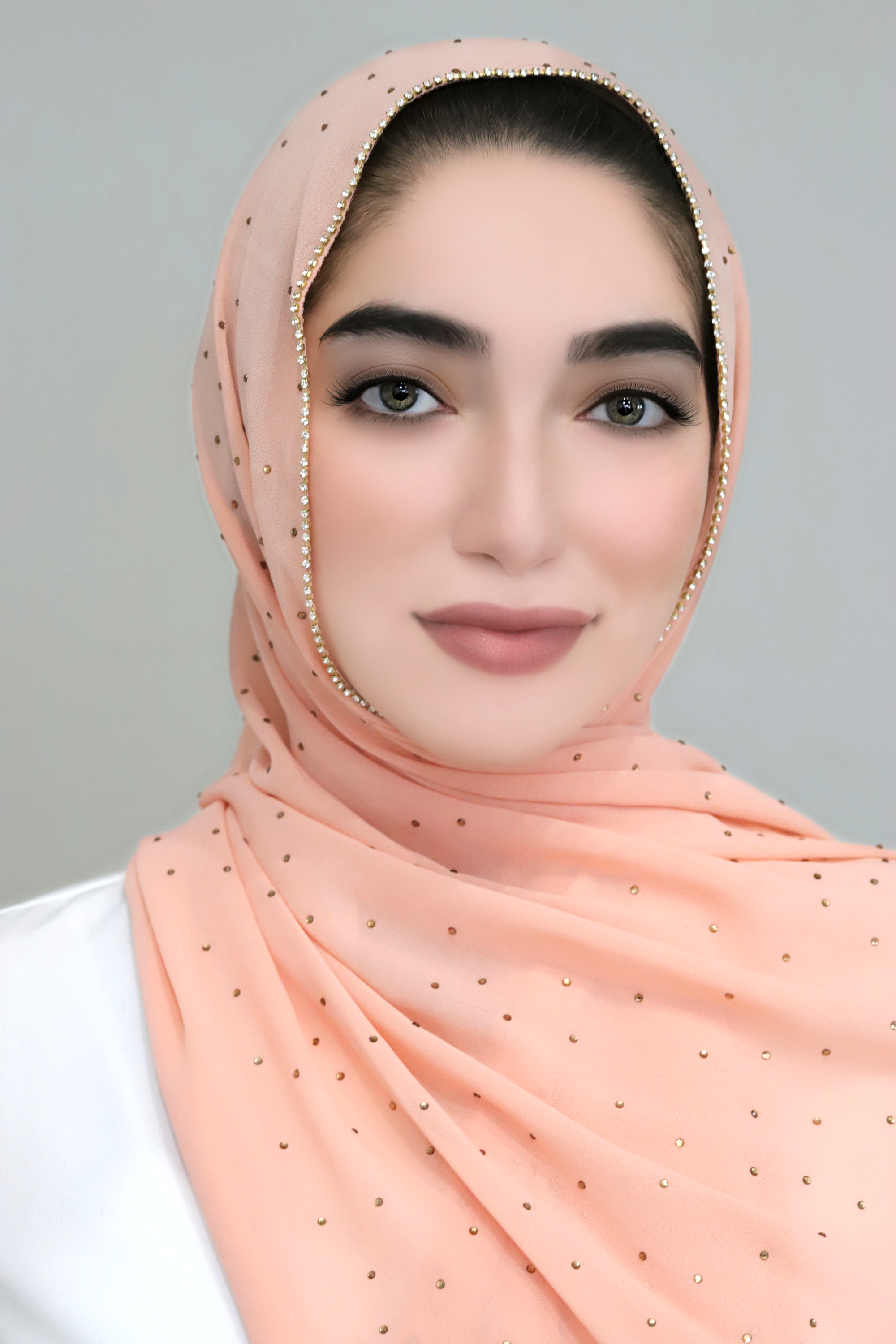 Stone Edge Chiffon Hijab-Peach