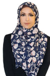 Cosmic Flower Chiffon Hijab-Blue