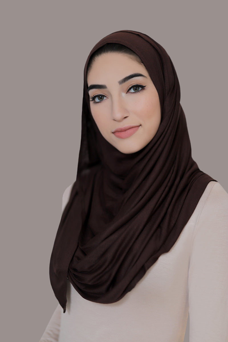 Instant Jersey Hijab-Dark Brown